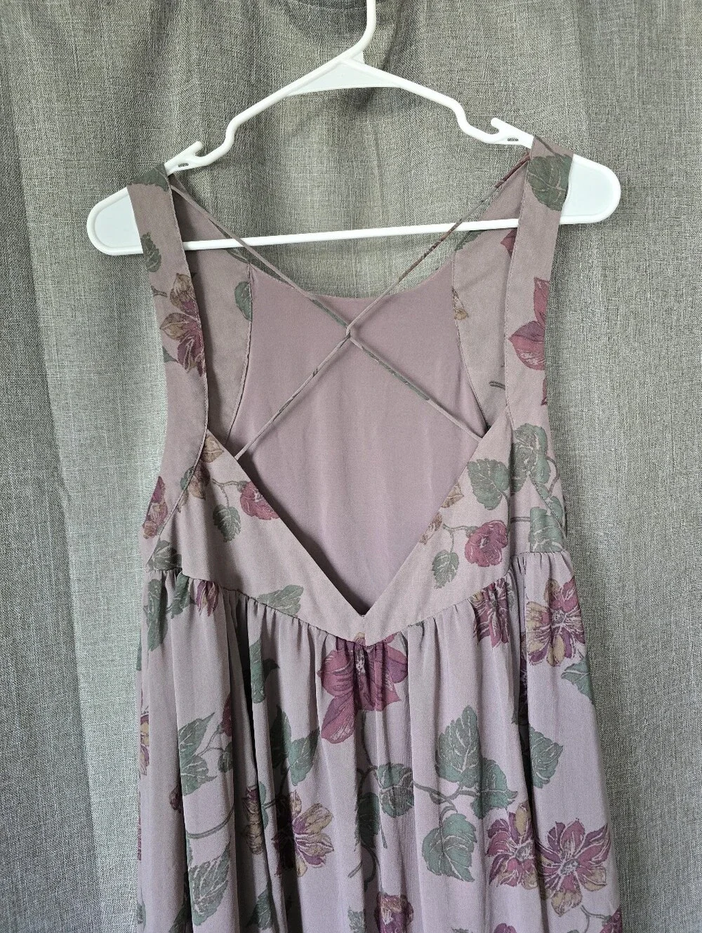 Free People Purple Floral Maxi Dress Sleeveless Open Back Size L